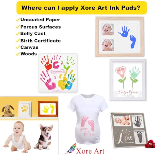 5"x4'' Large Ink Pad Washable Stamp Ink Pad for Baby Footprint Handprint with 30ml Premium Refill Ink (Black) - color: mixture