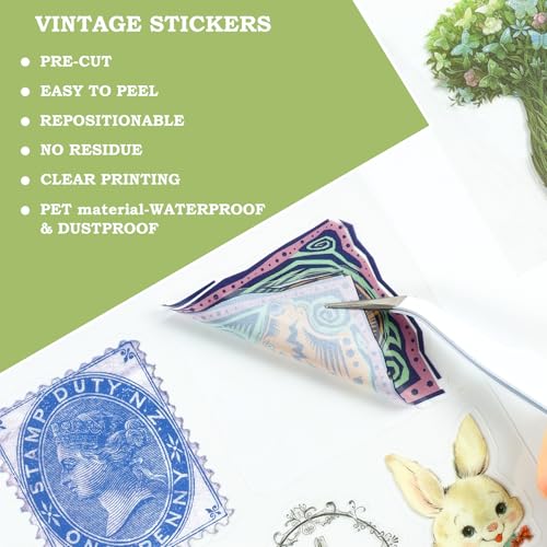 Vintage Scrapbook Stickers, 20 Sheet Vintage Flower Sticker for Scrapbooking, journaling DIY Crafts Laptops，Card Making, Ephemera Pre Cut（Green Fantast Forest） - style: Green Fantast Forest