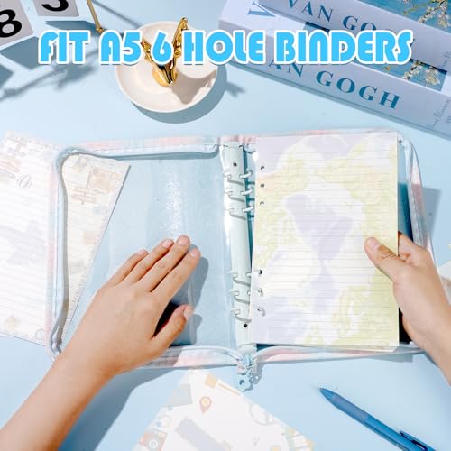 100 Sheets Travel A5 Refills Papers for Planner Insert Binder, 120GSM Thick World Map Notebook Fillers, Adventure 6 Hole Loose Leaf Papers for A5 6 Ring Binder Journal Diary Budget Travelers - color: Travel