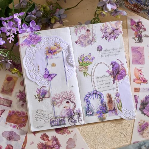 Victorian Journal Sticker Book, 24 Sheets of Ephemera Stickers (Blue) - color: Blue