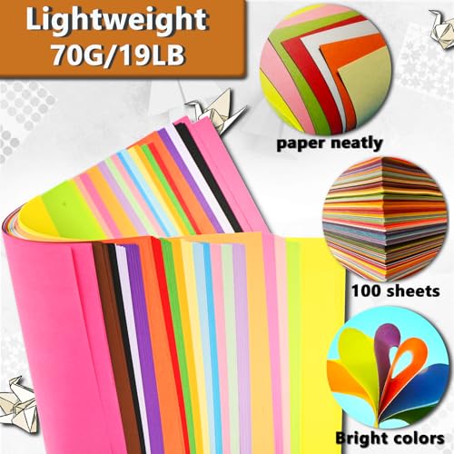 100 Sheets Colored Printer Paper 20 Assorted Colors 8.3 X 11.7" - size: 100 Sheets / 8.3×11.7 "/ 20 Colors