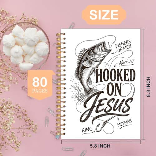 Christian Fishing Spiral Notebook for Women Men 5.5x8.3 Inch - color: Christian Fisherman white