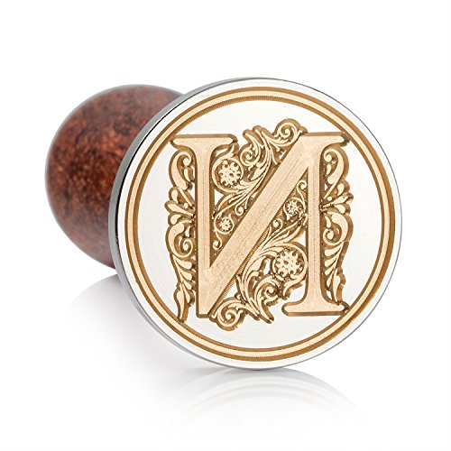 Mceal Wax Seal Stamp, Large Seal 1 1/5"(30mm) Dia, Silver Brass Head with Wooden Handle, Regal Letter A to Z Series (Letter N) - color: N