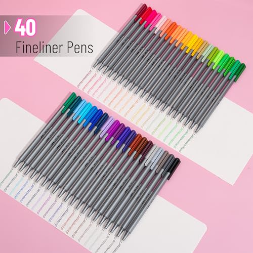 Mr. Pen- Colored Fineliner Pens, 40 Pack, 0.4mm Fine Point - color: Assorted Colors, size: 40 Pack