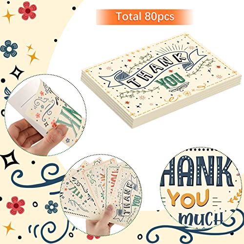 Junkin 80 Pack Thanks Postcards 4x6, Note Cards for Kids Adults - style: Thanks