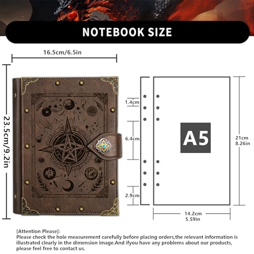 DUROTAN Refillable Leather Journal Notebook Unique A5 400 Page - color: 7-GrayBrown-Fantasy