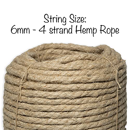 100% Organic Hemp Twine Rope (25ft x 1/4 in.), 6mm Thick Cord, Natural String, Heavy Duty Outdoor Twine, Jute Rope, Plant String, Twine for Crafts and Gardening - size: 25ft x 1/4 in.