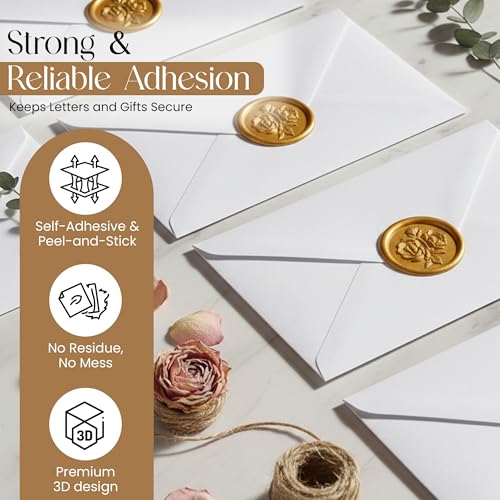 50 PCs Gold Wax Seal Stickers, 3D Self-Adhesive Classic Gold Stickers - color: Classic Gold