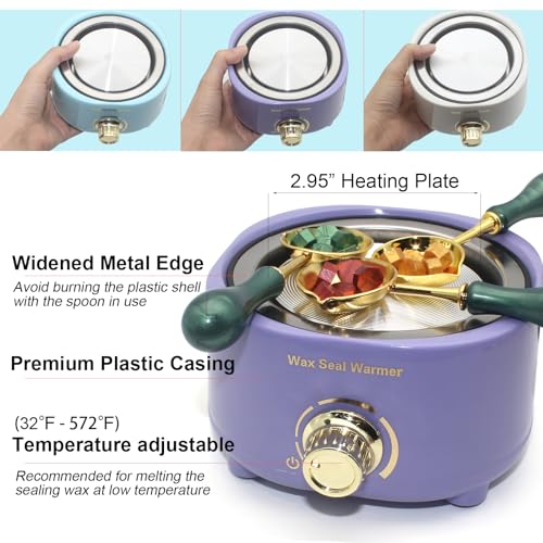 Electric Wax Seal Warmer and Spoon Kit with 80ml Spoon, Non-Stick Sealing Wax Spoon for Fast Melting Beads and Sticks - Sealing Melting Furnace Set for Stamp Seals Craft, White