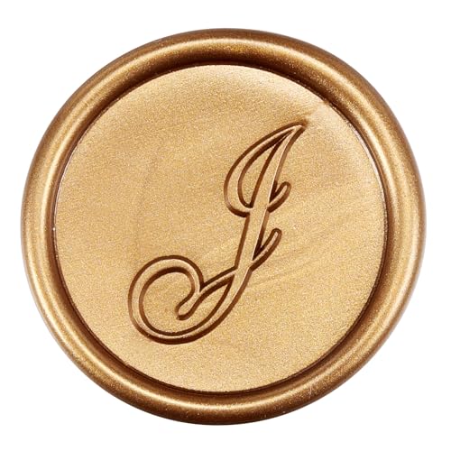 Yoption Handwritten Initial Alphabet Wax Seal Stamp, Letter J | Brass Head and Wooden Handle Sealing Stamp for Wedding Invitations, Envelopes, Christmas Cards, Gift Wrapping, Snail Mails - style: J