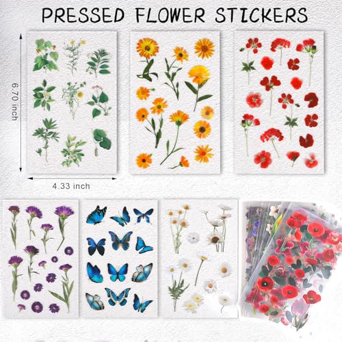 Arme Scrapbook Flower Stickers Floral Stickers(590 PCS, 48 Sheets) - color: Flower 48 Sheets, size: Flower 48 sheets