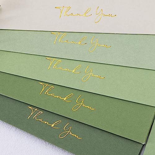 Crisky Sage Green Thank You Cards with Envelopes & Stickers， 50 Pack Bridal Shower Graduation Thank You Cards Small Business, Wedding Baby Shower Birthday Funeral Notes Bulk - color: SageGreenShade