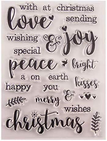 Welcome to Joyful Home 2pc/Set Peace Love Joy to Wish You Christmas Clear Stamp for Card Making Decoration and Scrapbooking 11x16cm