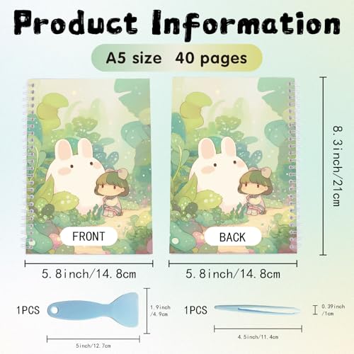 CRASPIRE Green Sticker Book Collecting Album Cute Rabbit Leaf Reusable Blank Storage Stickers Organizer A5 Size 40 Sheets Release Paper Tweezer and Spatula for DIY Christmas Graduation Birthday Gifts - style: Arts Crafts