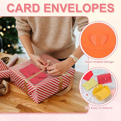 PATIKIL Mini Card Envelopes 4"x2.8", Cute Cards Holder with Heart Clasp for Birthday Weddings Favors Business Greeting Cards (Orange, Pack of 50) - color: Orange