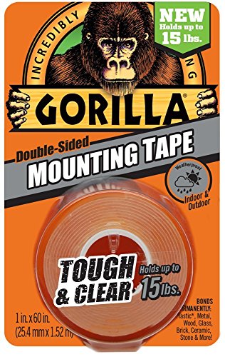 Gorilla Mounting Tape, Tough and Clear, Double-Sided, 1" x 60", Clear - 24 Pack - size: 24 Pack