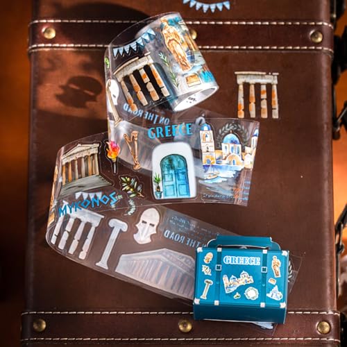 Alideco 6pcs Decorative Adhesive Tapes Vintage City Travel Scenery PET Tape Great for Bullet Journal Supplies, Arts, Scrapbook, DIY Crafts, Planners (manyoushijie) - color: manyoushijie