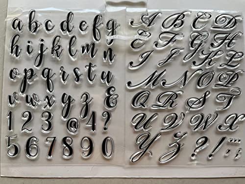 Letter and Number Clear Stamps Upper and Lower Case Letters Silicone Stamps with Stamp Block for Paper Crafting DIY Scrapbooking