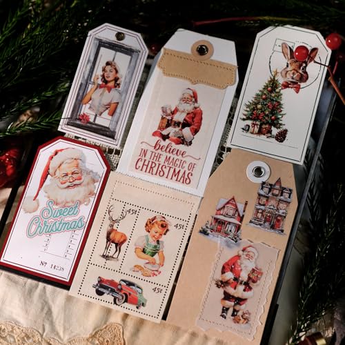 CATaireen Rub on Transfers for Crafts Vintage Scrapbooking Stickers Small Decals Adults Journaling DIY Supplies Use for Fabric Paper Wood Stone Canvas Acrylic Cloth (Christmas Characters) - style: Christmas Characters