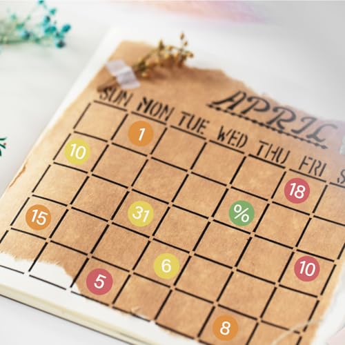 500Pcs/5 Sheets Date Planner Stickers Number Calendar Stickers 1/2 Inch Numbers 1-31 Icons for Journals Scrapbooking Party Events Scheduling Organization Office DIY Craft Home Decoration - style: Number