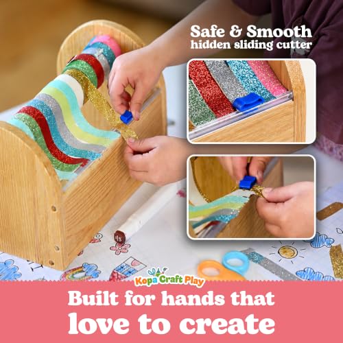 Kopa Craft Play Bamboo Kids Tape Dispenser & Washi Tape Organizer - color: Natural