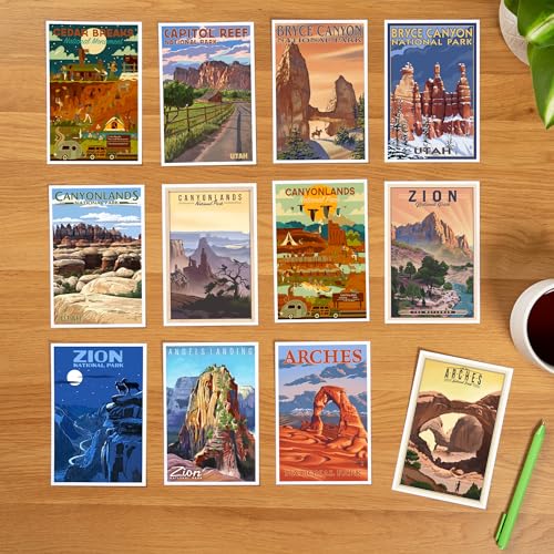 Lantern Press Utah National Parks - Postcard Set of 12 Different Original Hand Illustrated Postcards … - color: Utah National Parks