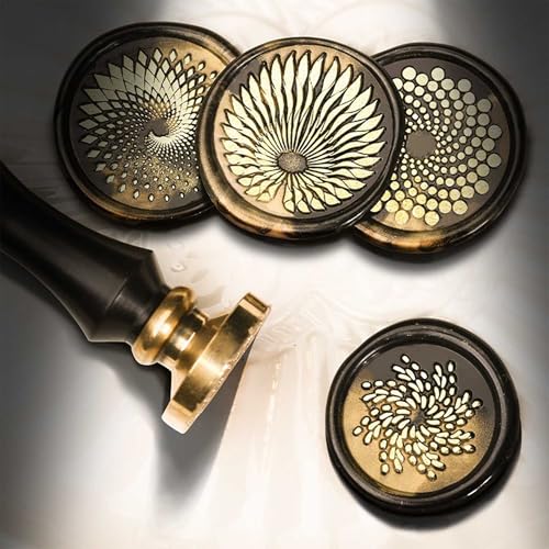 Wax Seal Stamp, Spiral Wax Stamp with Hypnotic Effect, 30mm Brass Seal Width Handle for Invitations, Journaling, Crafts, Envelopes, Meditation Letters - color: Point-wave spiral
