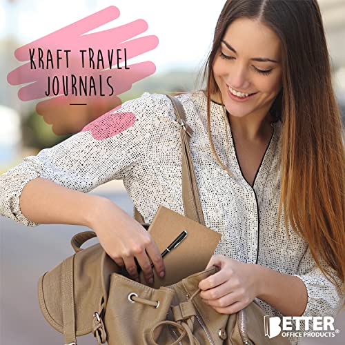 Better Office Products Kraft Notebooks Lined Paper, 12 Pack, 8.3 in x 5.5 in, A5 Size, 60 Lined Ivory Pages, 80 gsm, Soft Cover Composition Notebooks, Stitched Spines, Kraft Travel Journals - style: 12 Pack