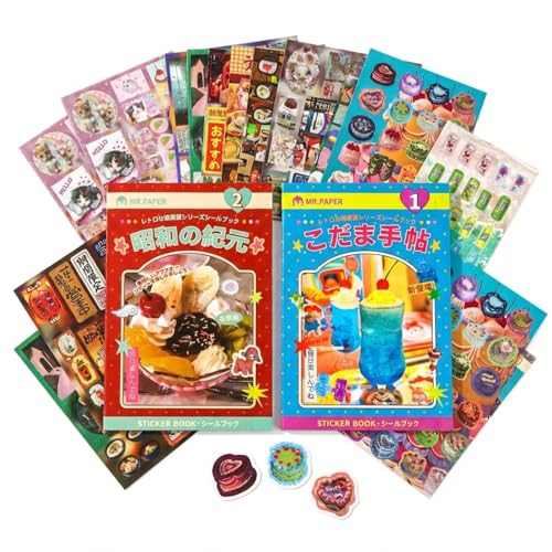 800 Pcs 90s Aesthetic Retro Anime Sticker Book for Scrapbooking | 40 Sheets Holographic Glitter Japanese City Pop Stickers, Grocery and Food Decals for DIY Junk Journaling, Kawaii Supplies - color: Retro Grocery Store Series
