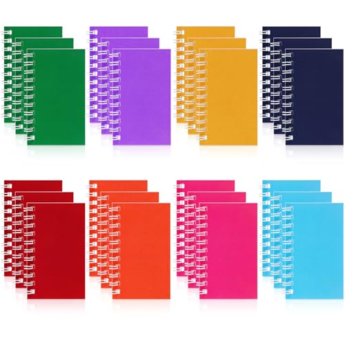 Hooqict 24 Pack Colorful Pocket Notebook Mini Notebooks Bulk Party Favors Small Spiral Notepads Mini Journal Memo Note Pads for Kids, Nurse, Student, Work, Office, School, 3.9 x 2.4 Inches - style: Multicolor 3