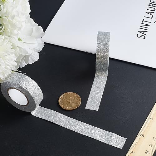 GORGECRAFT 3 Rolls 16.4 Yard x 0.6 Inch Silver Adhesive Tape Foil Masking Tapes Shinny Silver Tape Washi Paper Tape for DIY Scrapbook Decorative Adhesive Tapes Photo Album - color: Silver