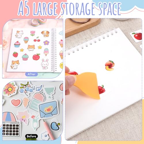 60 Pages Reusable Sticker Book Collecting Album - A5 Size Sticker Storage Organizer, Blank Release Paper Stickers Journal for Kids and Adults(Clear) - color: Clear