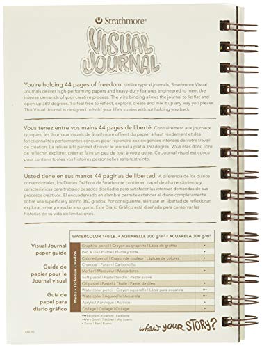 Strathmore Wire Bound Visual Journal, 140 lb. Cold Press Watercolor Paper, 5.5 X 8 inches, White, 22 Sheets (460-55) - size: 5.5x8.5, style: Watercolor 140LB