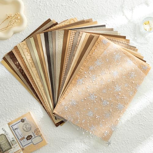 30 Pcs Large A4 Handmade Textured Scrapbook Paper Mesh Journaling Supplies