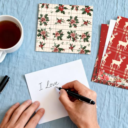 Christmas Scrapbook Paper - 24 Sheets Scrapbooking Supplies, Single-Sided Patterned Paper for Card Making, Designer Planner Journals, Background Borders, Greeting Cards 6"x 6" - color: Merry