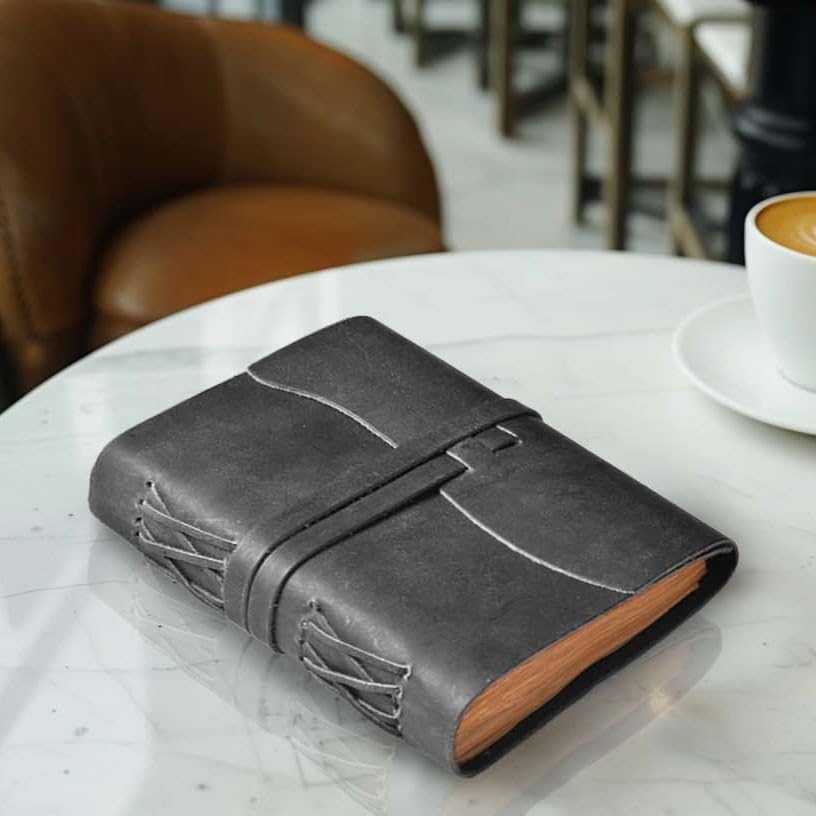 LEATHER VILLAGE Leather Journal Notebook Edge Cut, Black A4. - color: Black, size: 11.5 inches X 8.50 inches