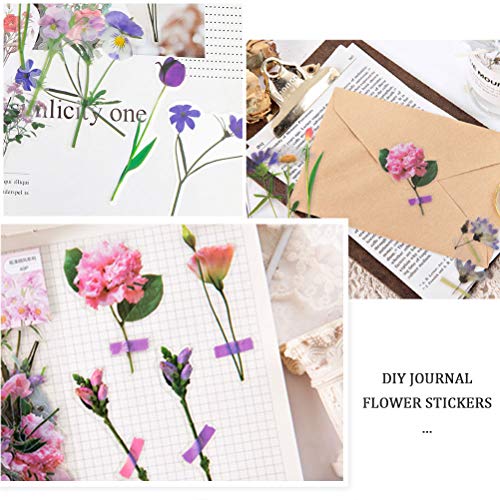 80 Pieces Natural Flower Stickers for Scrapbooking, Self-Adhesive | Durable Material, Floral Designs, Diy Decor For Journals, Cards, Letters, Laptops And Notebooks - style: Purple