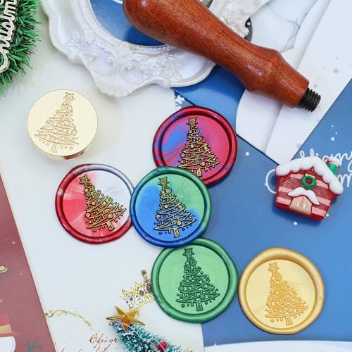 SWANGSA Christmas Tree Wax Seal Stamp Kit with Sealing Wax Beads | For Wedding Invitations, Gift Wrap, Envelope Seals, Christmas Card - style: Christmas Tree