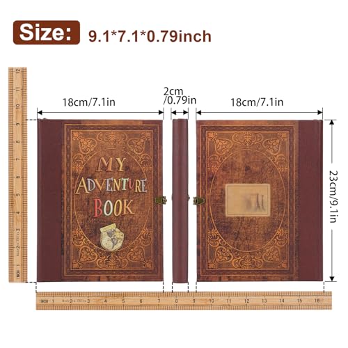 My Adventure Book Scrapbook 124 Pages Retro Style Embossed Photo Album,DIY Handmade Memory Travel Diary Photo Scrapbook for Couples,Anniversary,Wedding,Valentines Day Gifts(Brown) - color: Classic Coffee Style