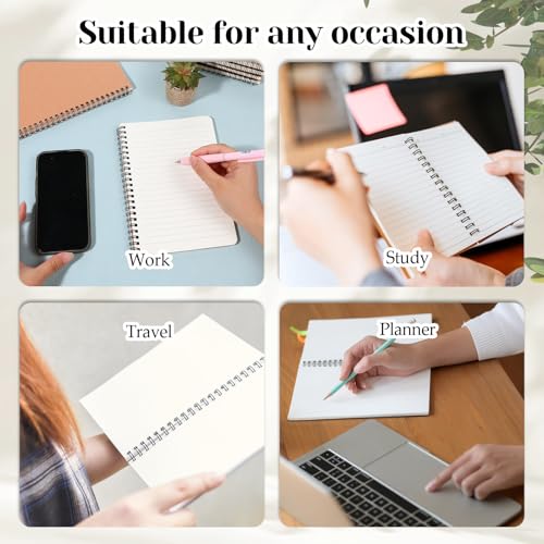 MySHUCE 24 Pack Spiral Notebooks A5 Lined College Ruled Journals Bulk Thick Paper for Work, Study, Notes Taking, Gifts 120 Pages/60 Sheets Spiral Notebook with Kraft Paper Cover for School Office