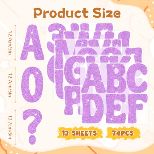 Bulletin Board Letters 74 PCS Glitter Letter Stickers Large 5 Inch, Purple - color: Purple, size: 5 Inch