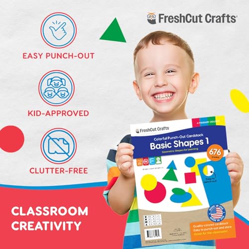 Circle Square Oval Triangle Cutouts, Primary, 676 Piece, Classroom Decor - color: Primary - Circle, Triangle, Square, Oval