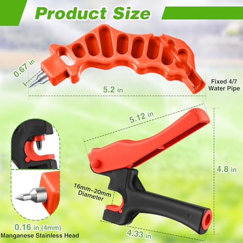 Drip Irrigation Tubing Cutter Hole Punch Tool for PE Pipe 16 20mm, Orange | 2-in-1 Punch & Cutter, Clean 4mm Holes, Smooth Spring-Assisted Cuts, Fits 16-32mm Tubing, Garden Irrigation Installation - color: Orange