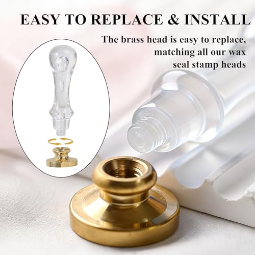 LANKIN Compass Wax Seal Stamp, Nautical Theme; 25mm Brass Head | White Bubble Handle Wax Stamp for Wedding Invitations, Birthday Cards, Envelopes, Gift Wrapping - color: Compass