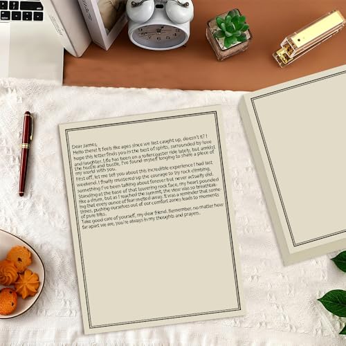 (3-Pack) Stationery Paper for Letter Writing - 150 Sheets Black Border Design Stationery Paper, 8.5" x11" Writing Paper - color: Beige, size: 3-Pack