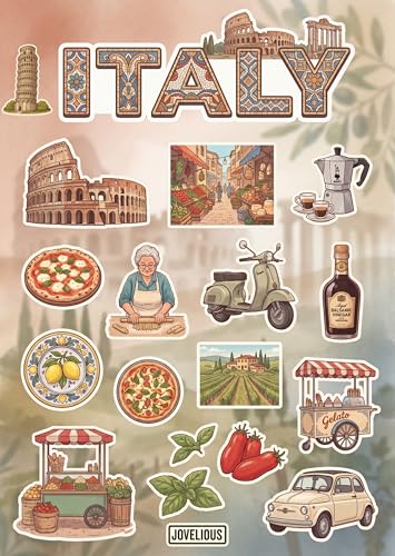 Italy Sticker Sheet, Italy Stickers for Laptop & Journal - style: Italy