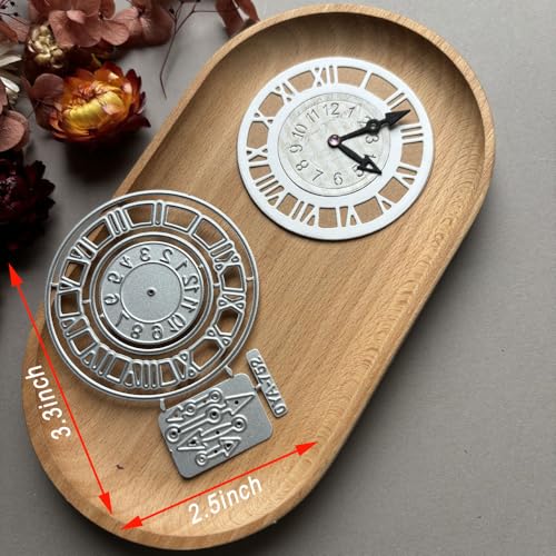 2 Styles Vintage Lace Gear Clock Cutting Dies for DIY Scrapbooking, Circle Retro Frame Metal Die Cuts for Card Making Embossing Photo Album Craft Decor 2.9 x 2.6 inch/3.3 x 2.5 inch - color: 2pcs Clock