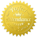CRASPIRE Perfect Attendance 408Pcs Gold Foil Embossed Stickers 2" Self Adhesive Envelopes Seals Sticker Round Labels for Wedding Invitation Medal Graduation Certificates Diplomas Gift Wrapping Decor - style: Perfect Attendance