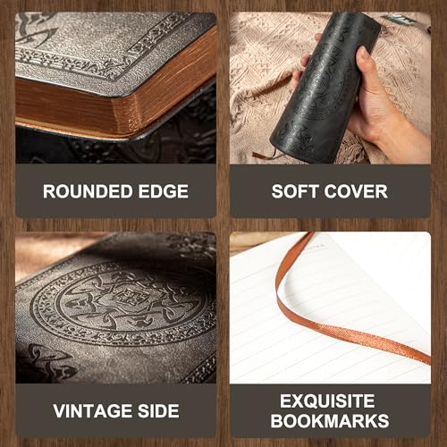 CAGIE Leather Journal for Men Women Vintage Notebook Diary, A5, 3 Pack - color: Black 3pc, size: A5