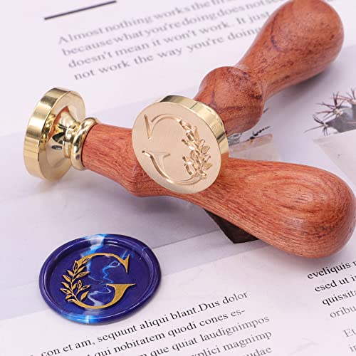 SWANGSA Elegant Botanical Leaves Initial Alphabet Wax Seal Stamp, Letter G - size: Stamp Only, style: G